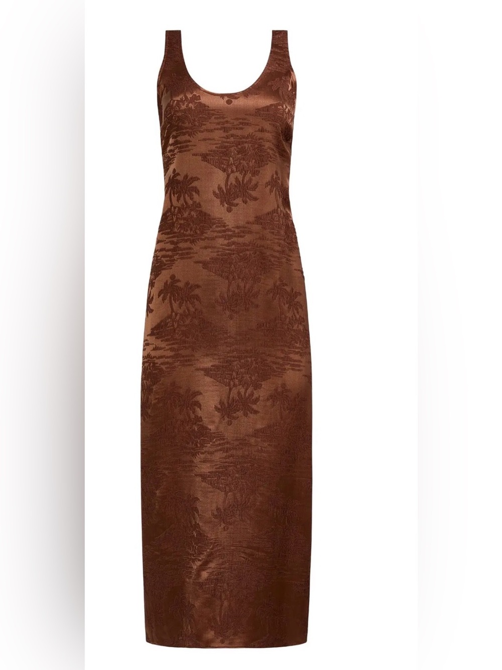 Marie Oliver Olympia Jacquard Silk Midi Dress Brown Bronze Size M